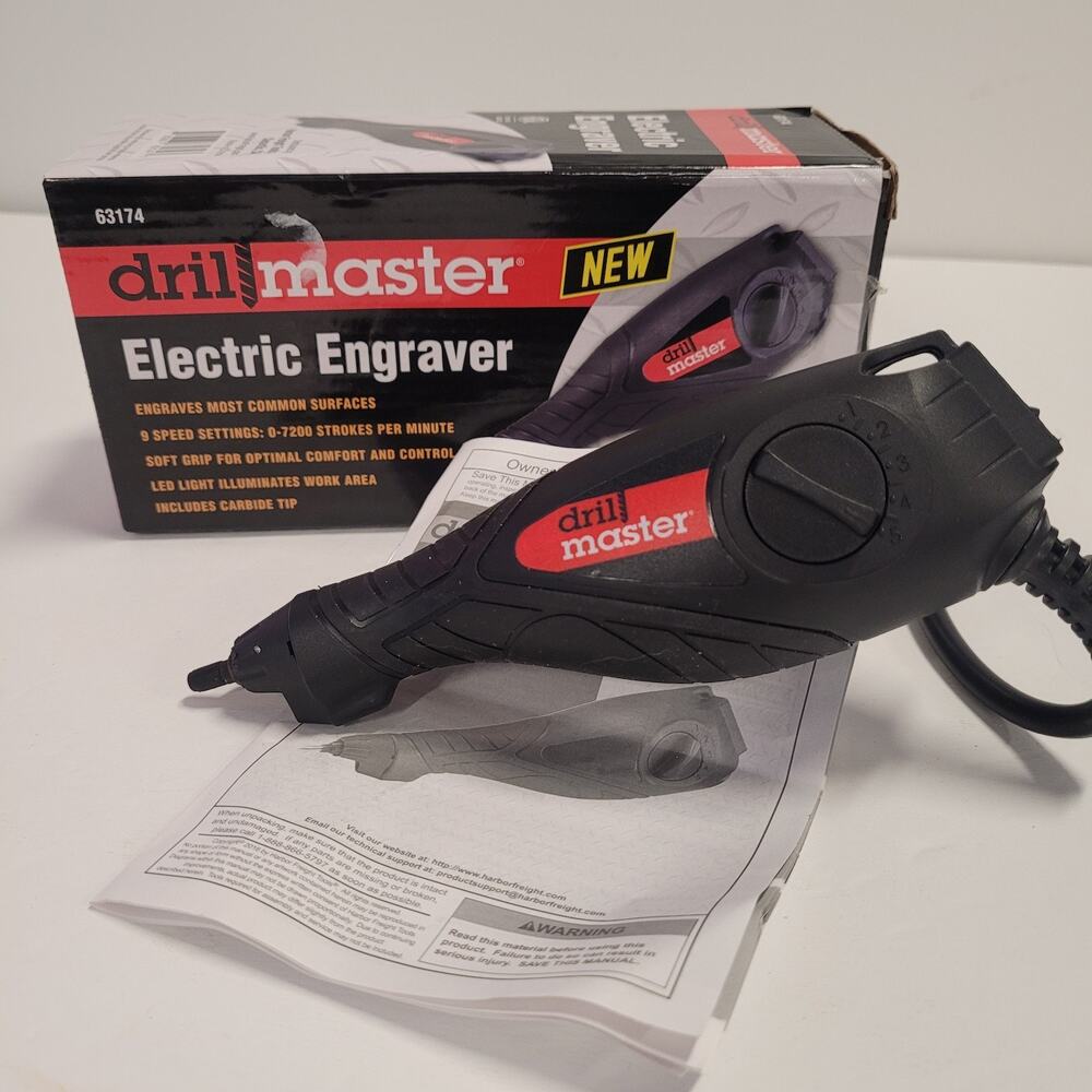 Drill Master Electric Engraver - 9 Speed for Metal Wood Plastic and Glass